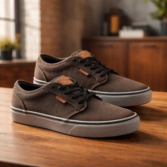 Vans Other - Vans Boy's Atwood Textile Walnut/Grey low skate shoes size 3